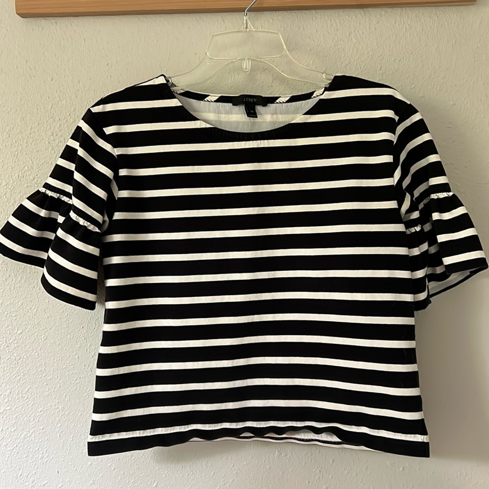 J Crew ruffled sleeve top